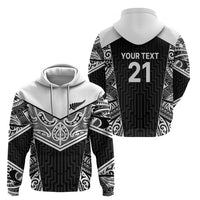 New Zealand Black Fern Custom Hoodie Maori Tukutuku Black-white Motif LT9 - Polynesian Pride