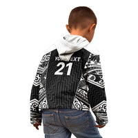 New Zealand Black Fern Custom Kid Hoodie Maori Tukutuku Black-white Motif LT9 - Polynesian Pride