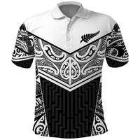 New Zealand Black Fern Custom Polo Shirt Maori Tukutuku Black-white Motif LT9 White - Polynesian Pride