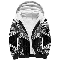 New Zealand Black Fern Custom Sherpa Hoodie Maori Tukutuku Black-white Motif LT9 Unisex White - Polynesian Pride