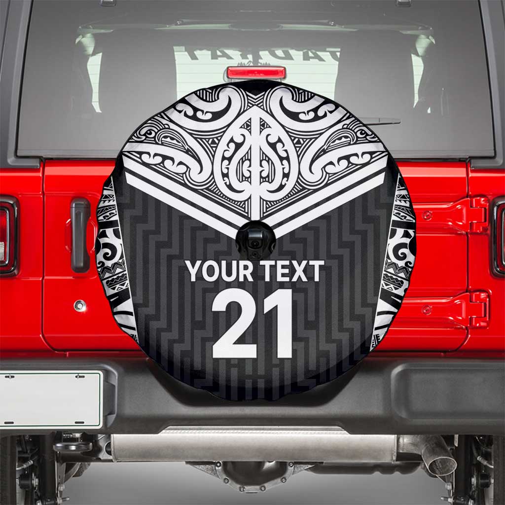 New Zealand Black Fern Custom Spare Tire Cover Maori Tukutuku Black-white Motif LT9 - Polynesian Pride
