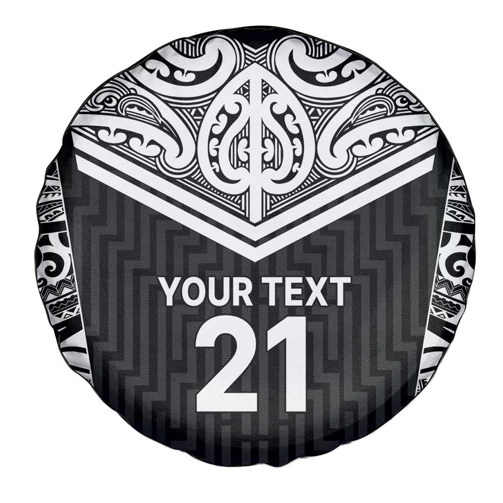New Zealand Black Fern Custom Spare Tire Cover Maori Tukutuku Black-white Motif LT9 - Polynesian Pride