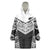 New Zealand Black Fern Custom Wearable Blanket Hoodie Maori Tukutuku Black-white Motif