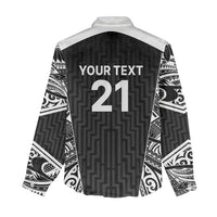 New Zealand Black Fern Custom Women Casual Shirt Maori Tukutuku Black-white Motif LT9 - Polynesian Pride
