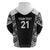 New Zealand Black Fern Custom Zip Hoodie Maori Tukutuku Black-white Motif