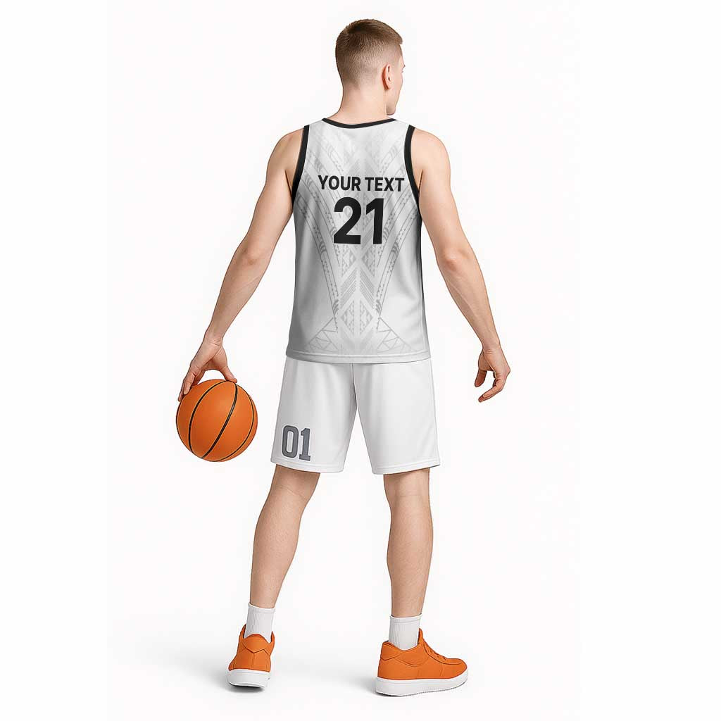 New Zealand Koru Fern Custom Basketball Jersey Simple Taniko Motif - Polynesian Pride