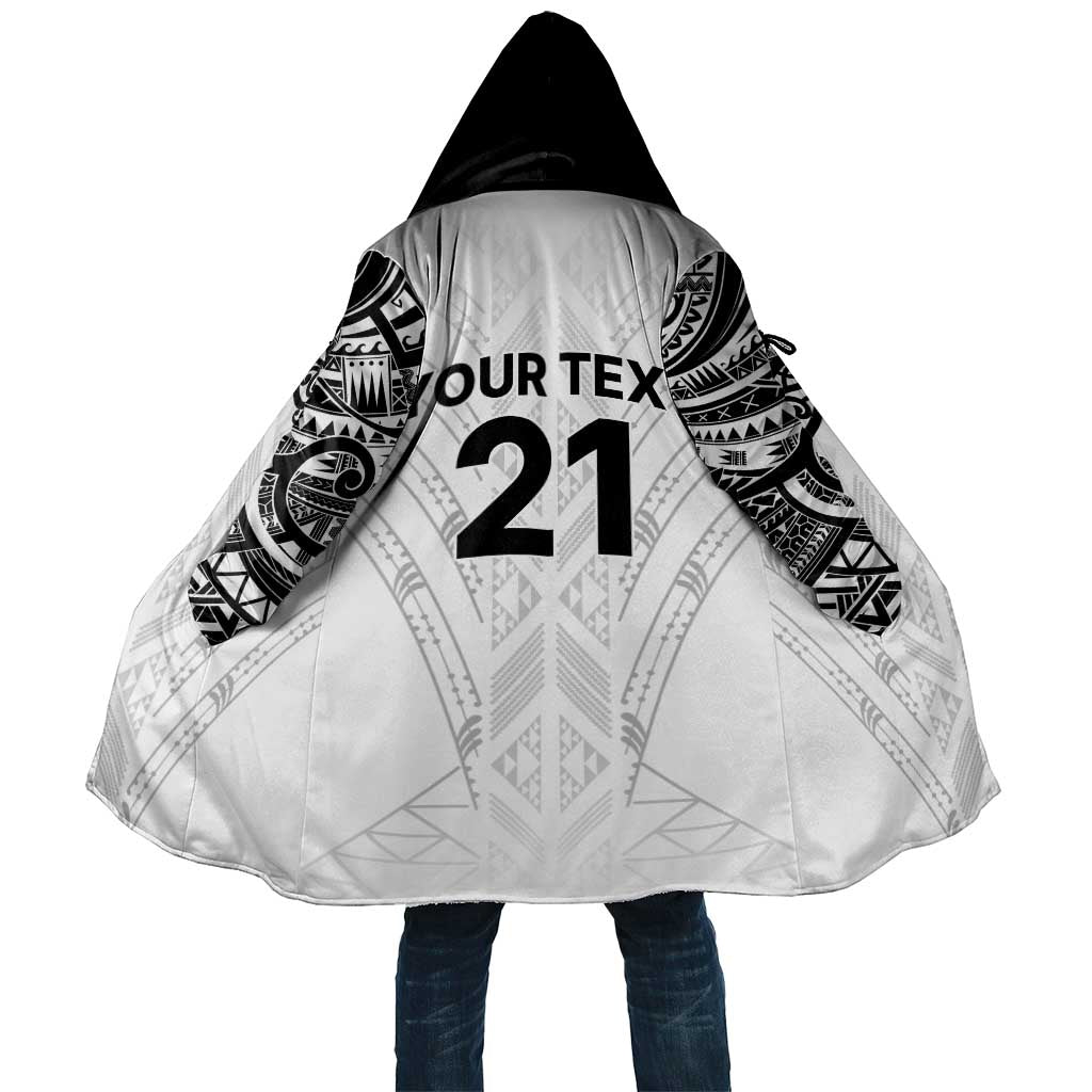 New Zealand Koru Fern Custom Cloak Simple Taniko Motif LT9 Unisex White - Polynesian Pride