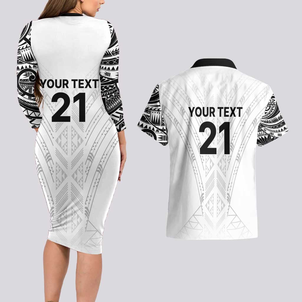 New Zealand Koru Fern Custom Couples Matching Long Sleeve Bodycon Dress and Hawaiian Shirt Simple Taniko Motif LT9 - Polynesian Pride