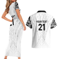 New Zealand Koru Fern Custom Couples Matching Short Sleeve Bodycon Dress and Hawaiian Shirt Simple Taniko Motif LT9 - Polynesian Pride