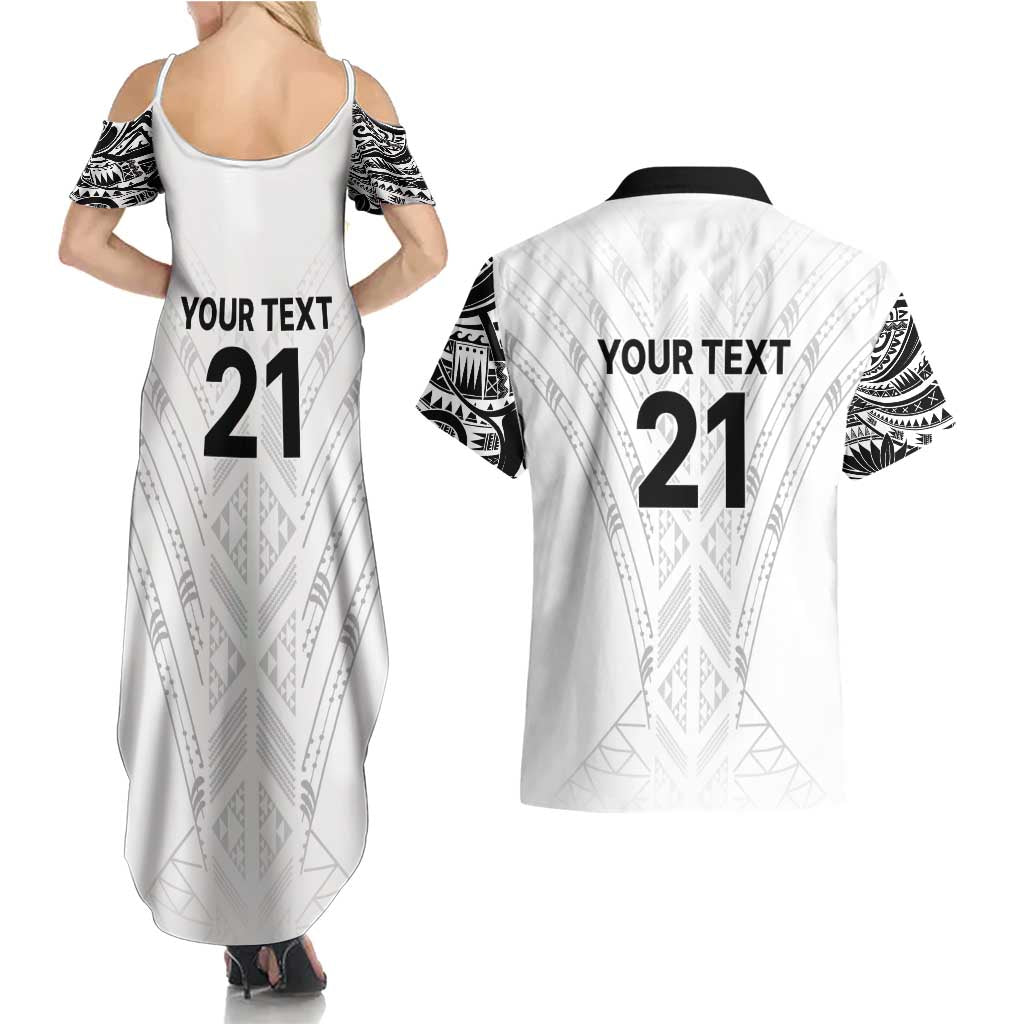 New Zealand Koru Fern Custom Couples Matching Summer Maxi Dress and Hawaiian Shirt Simple Taniko Motif LT9 - Polynesian Pride
