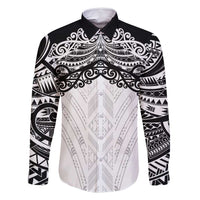 New Zealand Koru Fern Custom Family Matching Long Sleeve Bodycon Dress and Hawaiian Shirt Simple Taniko Motif LT9 Dad's Shirt - Long Sleeve White - Polynesian Pride