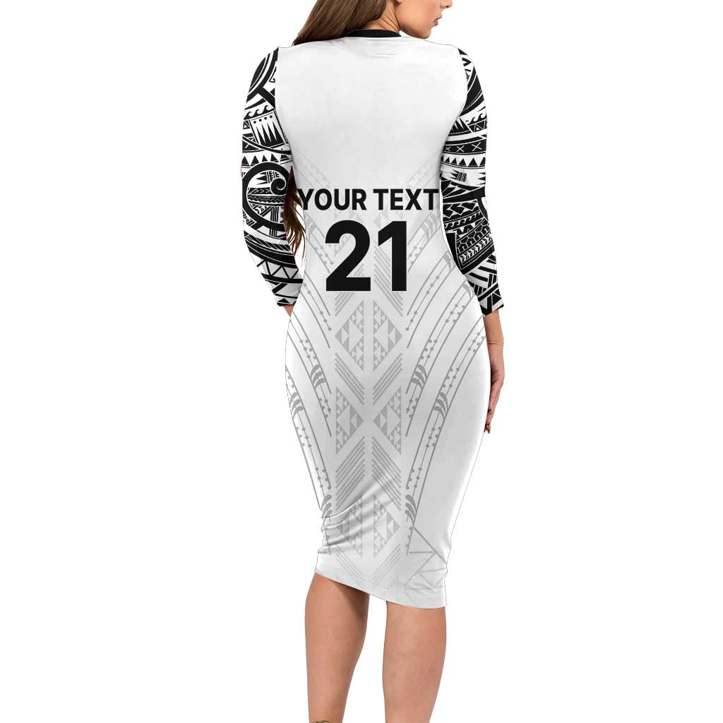 New Zealand Koru Fern Custom Family Matching Long Sleeve Bodycon Dress and Hawaiian Shirt Simple Taniko Motif LT9 - Polynesian Pride