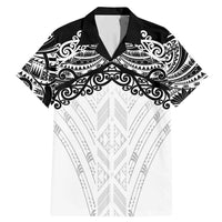 New Zealand Koru Fern Custom Family Matching Mermaid Dress and Hawaiian Shirt Simple Taniko Motif LT9 Dad's Shirt - Short Sleeve White - Polynesian Pride