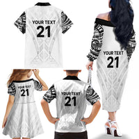 New Zealand Koru Fern Custom Family Matching Off The Shoulder Long Sleeve Dress and Hawaiian Shirt Simple Taniko Motif LT9 - Polynesian Pride
