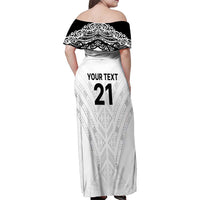 New Zealand Koru Fern Custom Family Matching Off Shoulder Maxi Dress and Hawaiian Shirt Simple Taniko Motif LT9 - Polynesian Pride
