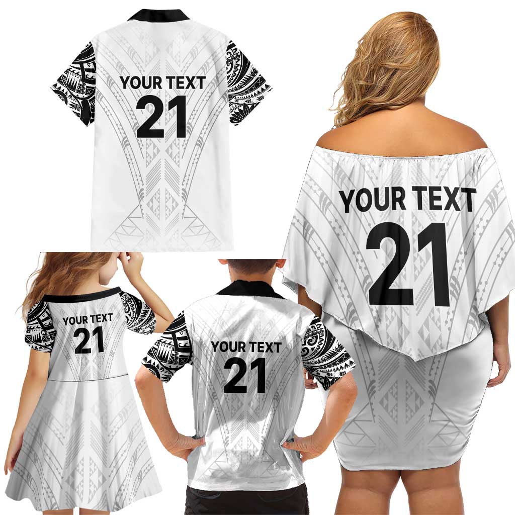 New Zealand Koru Fern Custom Family Matching Off Shoulder Short Dress and Hawaiian Shirt Simple Taniko Motif LT9 - Polynesian Pride