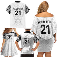 New Zealand Koru Fern Custom Family Matching Off Shoulder Short Dress and Hawaiian Shirt Simple Taniko Motif LT9 - Polynesian Pride