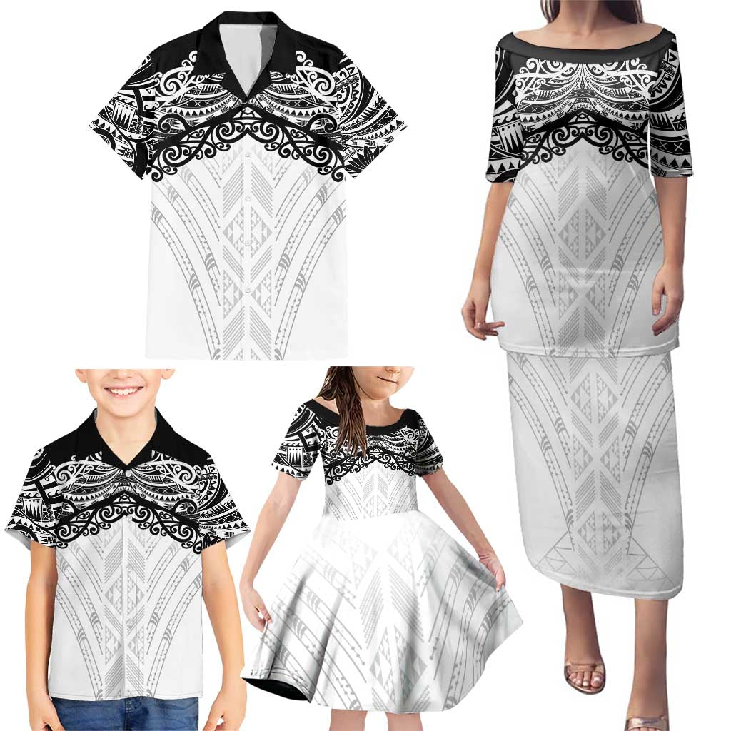 New Zealand Koru Fern Custom Family Matching Puletasi and Hawaiian Shirt Simple Taniko Motif LT9 - Polynesian Pride