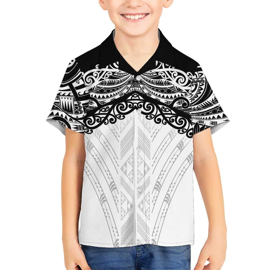 New Zealand Koru Fern Custom Family Matching Summer Maxi Dress and Hawaiian Shirt Simple Taniko Motif LT9 Son's Shirt White - Polynesian Pride