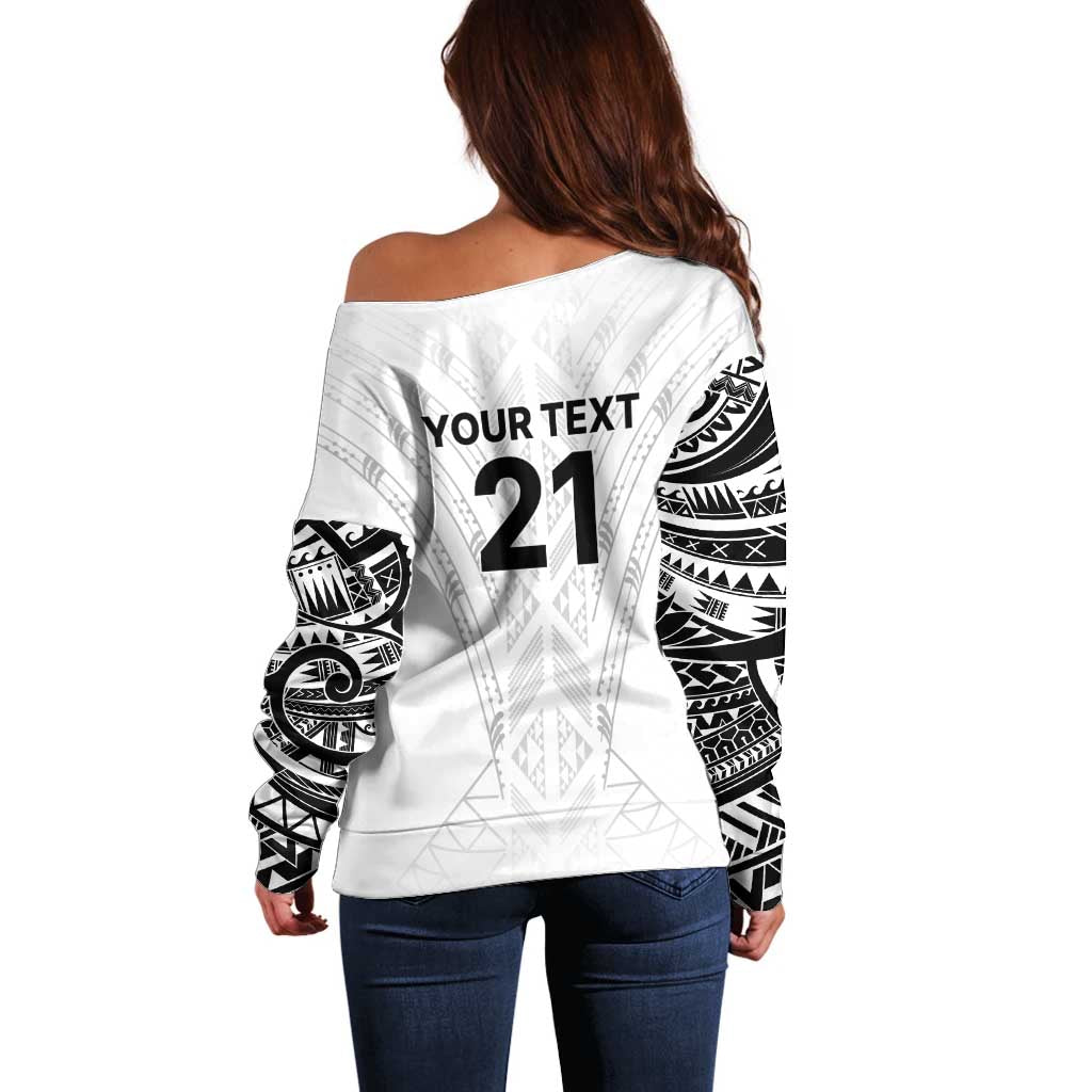 New Zealand Koru Fern Custom Off Shoulder Sweater Simple Taniko Motif LT9 - Polynesian Pride