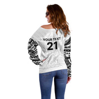 New Zealand Koru Fern Custom Off Shoulder Sweater Simple Taniko Motif LT9 - Polynesian Pride