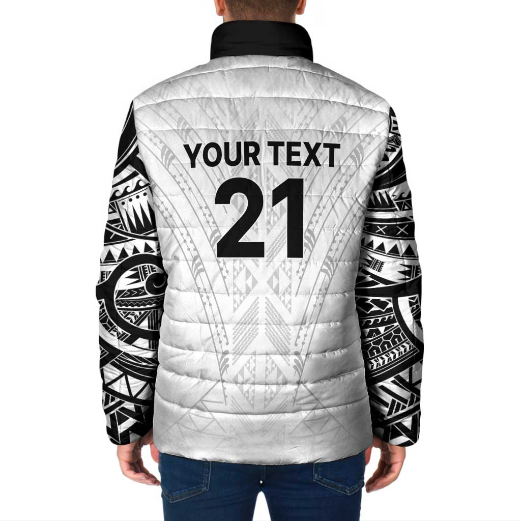 New Zealand Koru Fern Custom Padded Jacket Simple Taniko Motif - Polynesian Pride