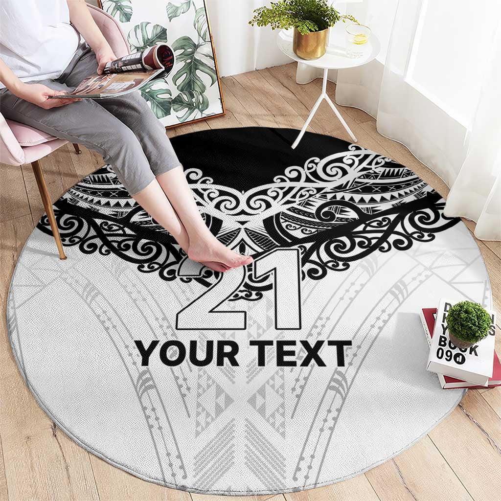 New Zealand Koru Fern Custom Round Carpet Simple Taniko Motif LT9 - Polynesian Pride