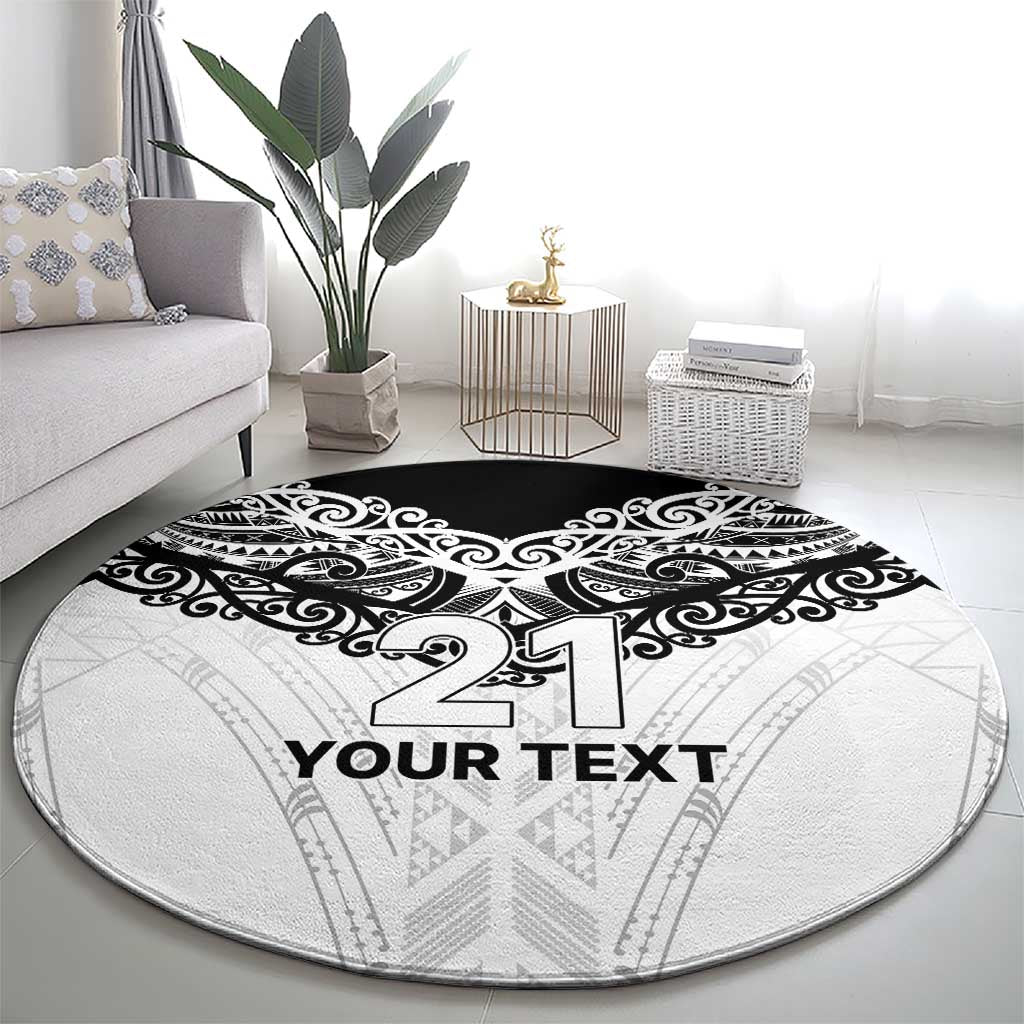 New Zealand Koru Fern Custom Round Carpet Simple Taniko Motif LT9 - Polynesian Pride