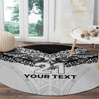 New Zealand Koru Fern Custom Round Carpet Simple Taniko Motif LT9 - Polynesian Pride