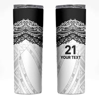 New Zealand Koru Fern Custom Skinny Tumbler Simple Taniko Motif LT9 White - Polynesian Pride