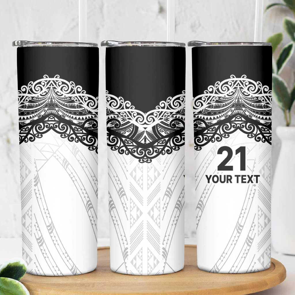 New Zealand Koru Fern Custom Skinny Tumbler Simple Taniko Motif LT9 - Polynesian Pride