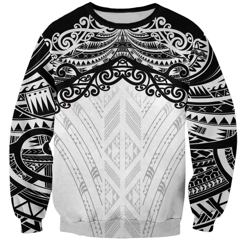New Zealand Koru Fern Custom Sweatshirt Simple Taniko Motif LT9 Unisex White - Polynesian Pride