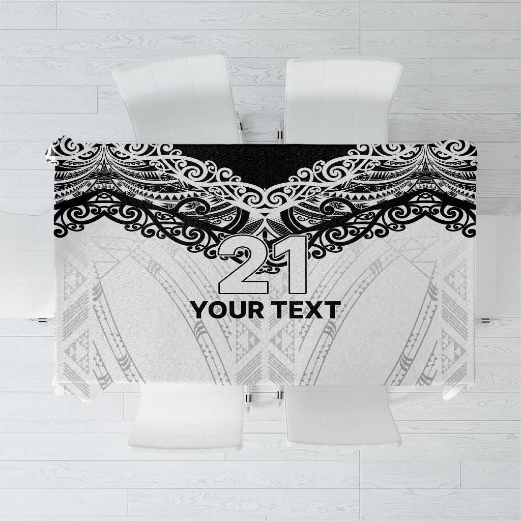 New Zealand Koru Fern Custom Tablecloth Simple Taniko Motif LT9 White - Polynesian Pride
