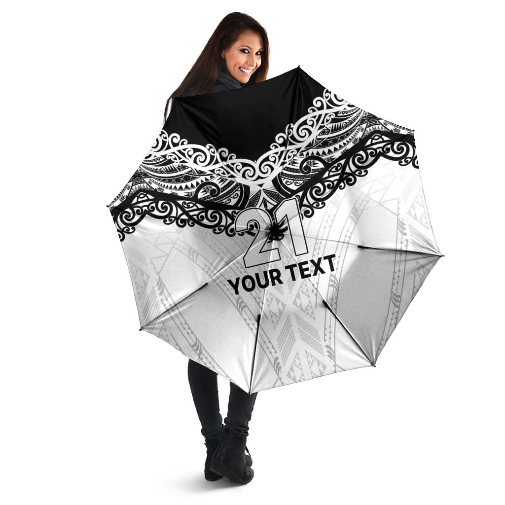 New Zealand Koru Fern Custom Umbrella Simple Taniko Motif LT9 - Polynesian Pride
