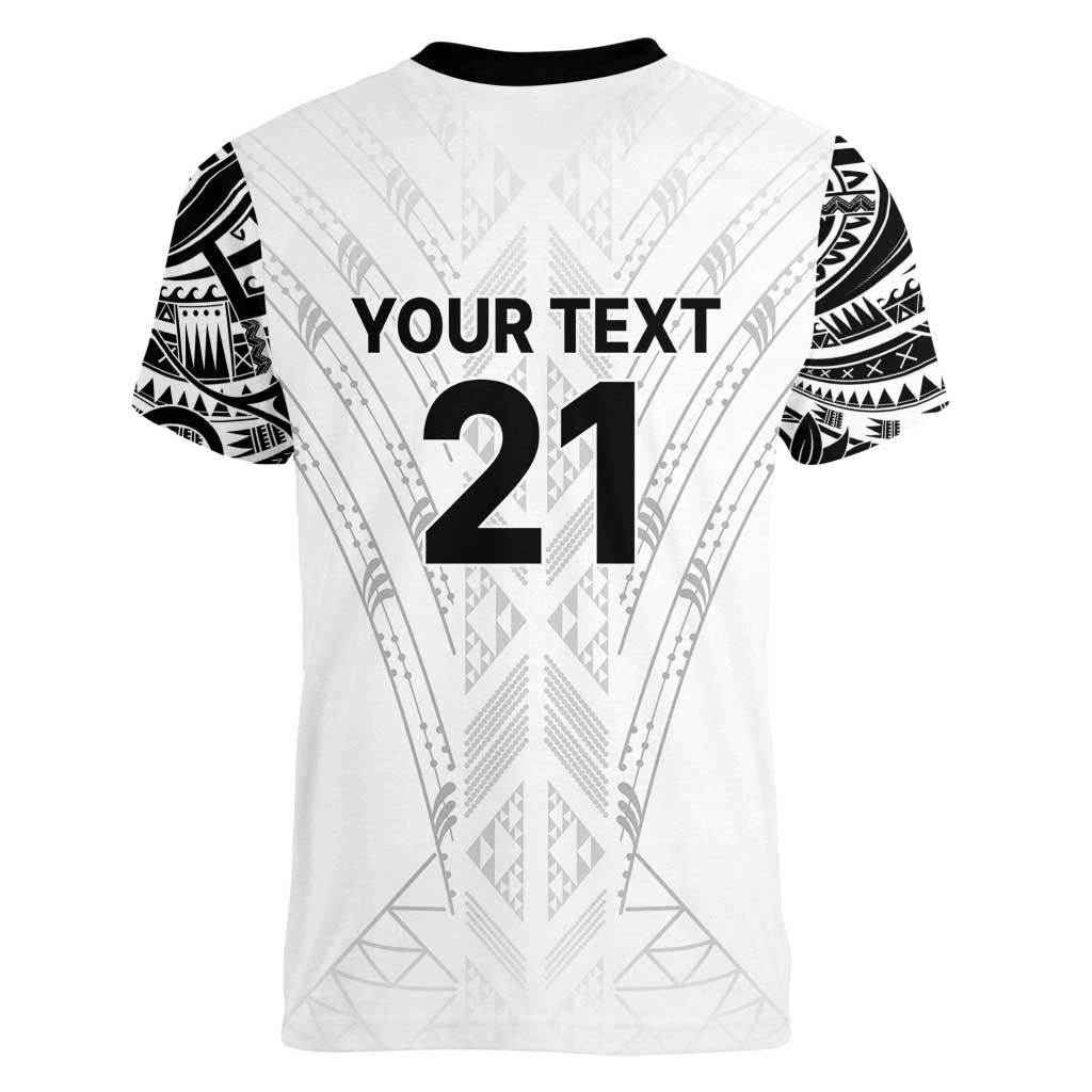 New Zealand Koru Fern Custom Women V-Neck T-Shirt Simple Taniko Motif LT9 - Polynesian Pride