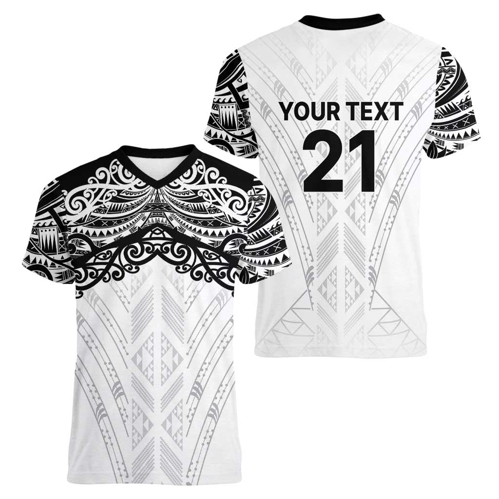 New Zealand Koru Fern Custom Women V-Neck T-Shirt Simple Taniko Motif LT9 - Polynesian Pride