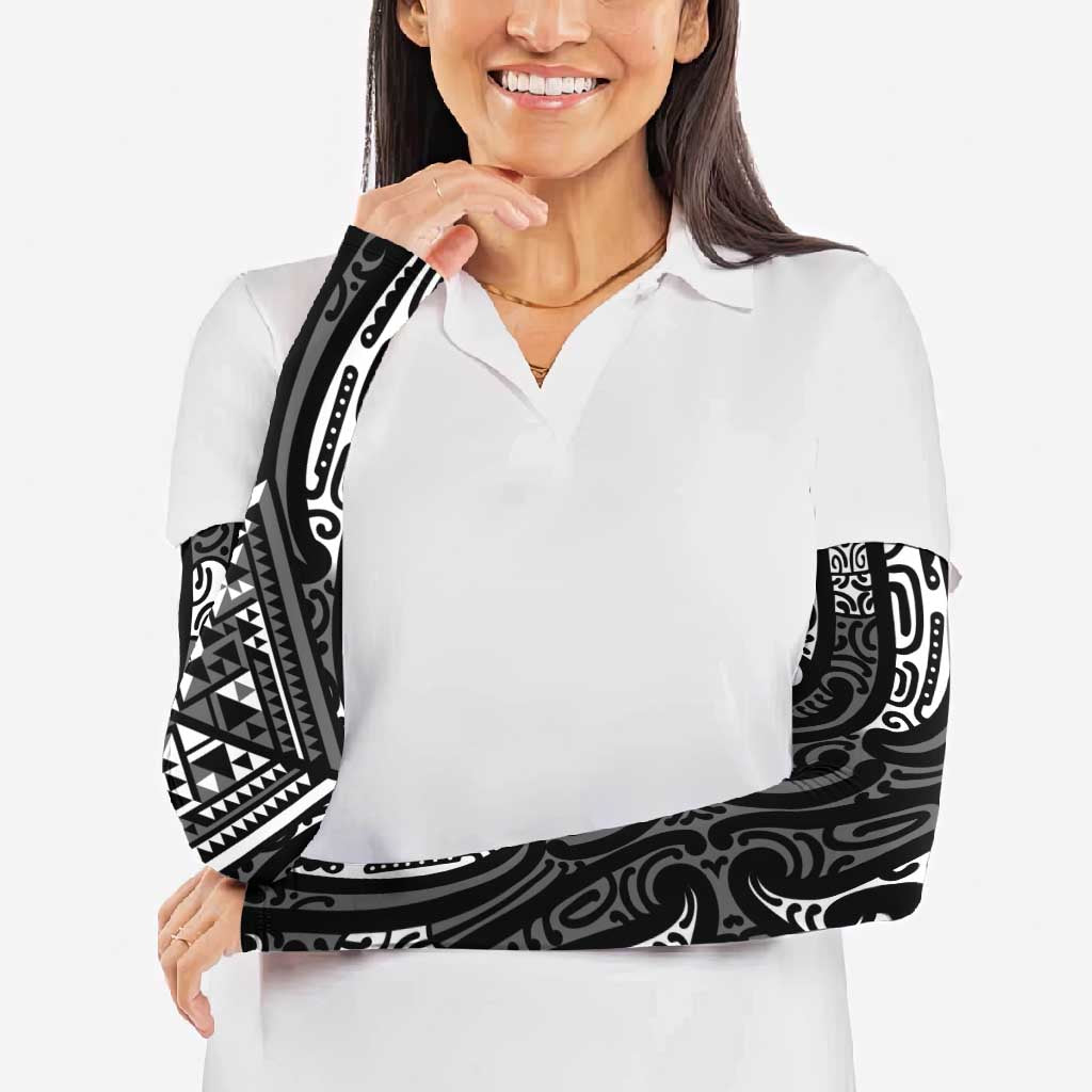 New Zealand Maori Taniko Arm Sleeves Black Kowhaiwhai Puhoro - Polynesian Pride