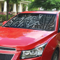 New Zealand Maori Taniko Auto Sun Shade Black Kowhaiwhai Puhoro - Polynesian Pride