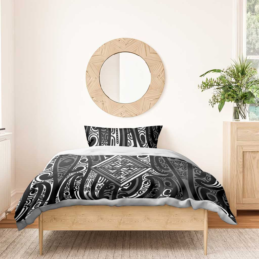 New Zealand Maori Taniko Bedding Set Black Kowhaiwhai Puhoro