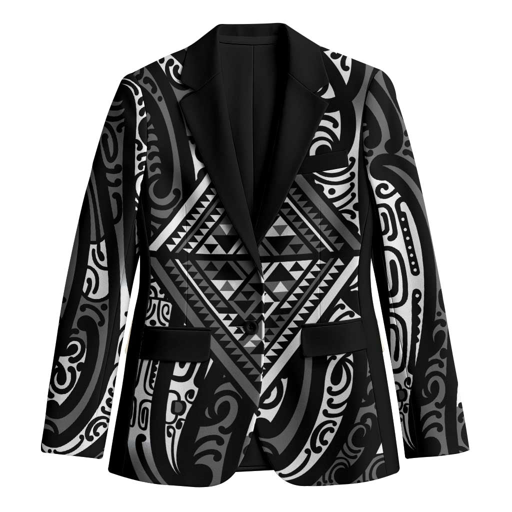 New Zealand Maori Taniko Blazer Black Kowhaiwhai Puhoro - Polynesian Pride