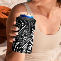 New Zealand Maori Taniko 4 in 1 Can Cooler Tumbler Black Kowhaiwhai Puhoro LT9 - Polynesian Pride