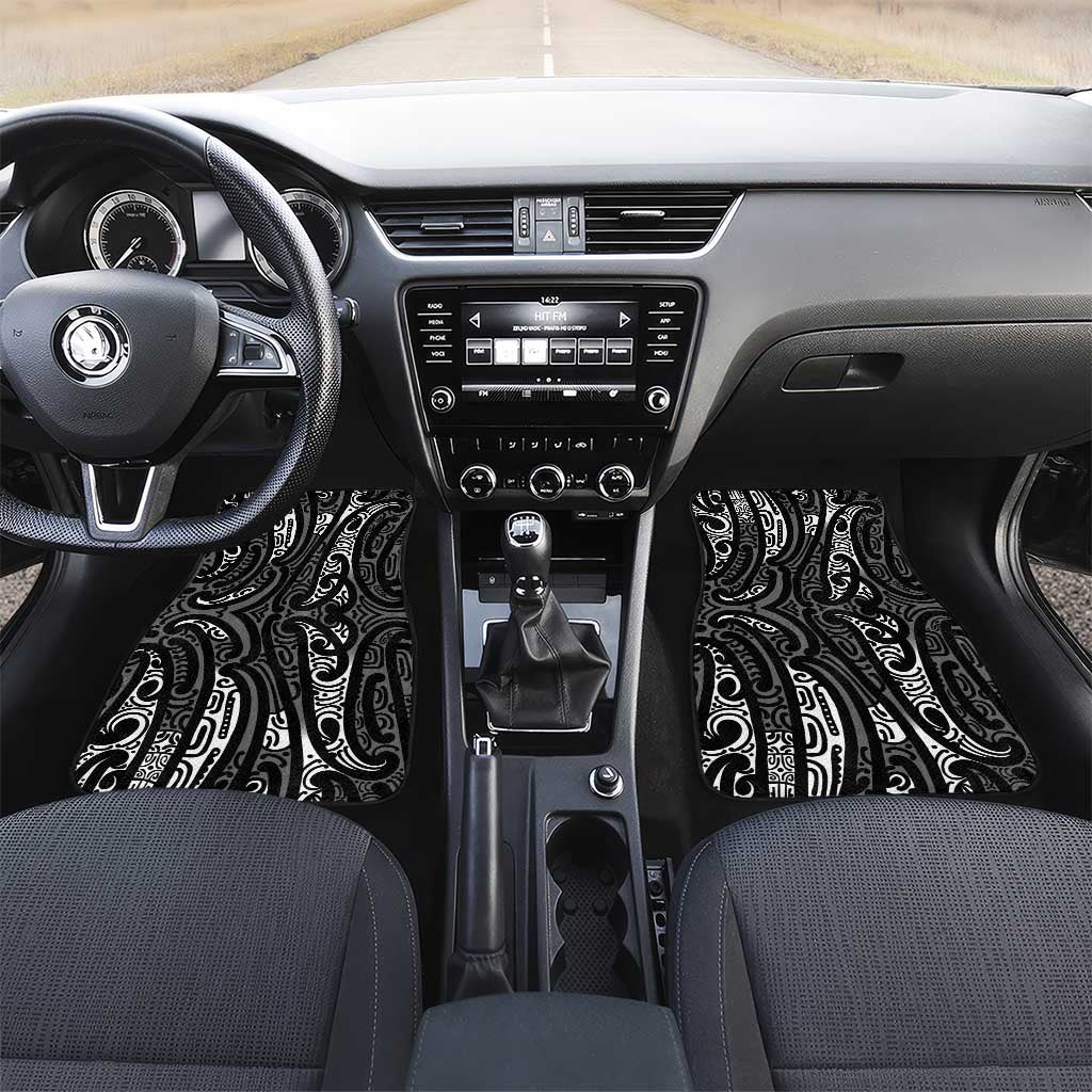 New Zealand Maori Taniko Car Mats Black Kowhaiwhai Puhoro