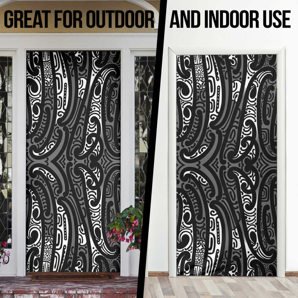 New Zealand Maori Taniko Door Cover Black Kowhaiwhai Puhoro - Polynesian Pride