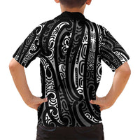 New Zealand Maori Taniko Family Matching Long Sleeve Bodycon Dress and Hawaiian Shirt Black Kowhaiwhai Puhoro LT9 - Polynesian Pride
