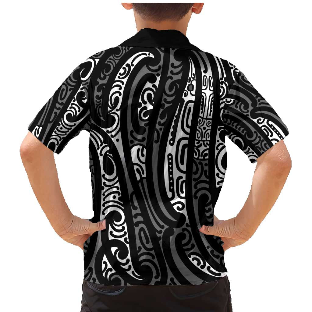 New Zealand Maori Taniko Family Matching Mermaid Dress and Hawaiian Shirt Black Kowhaiwhai Puhoro LT9 - Polynesian Pride