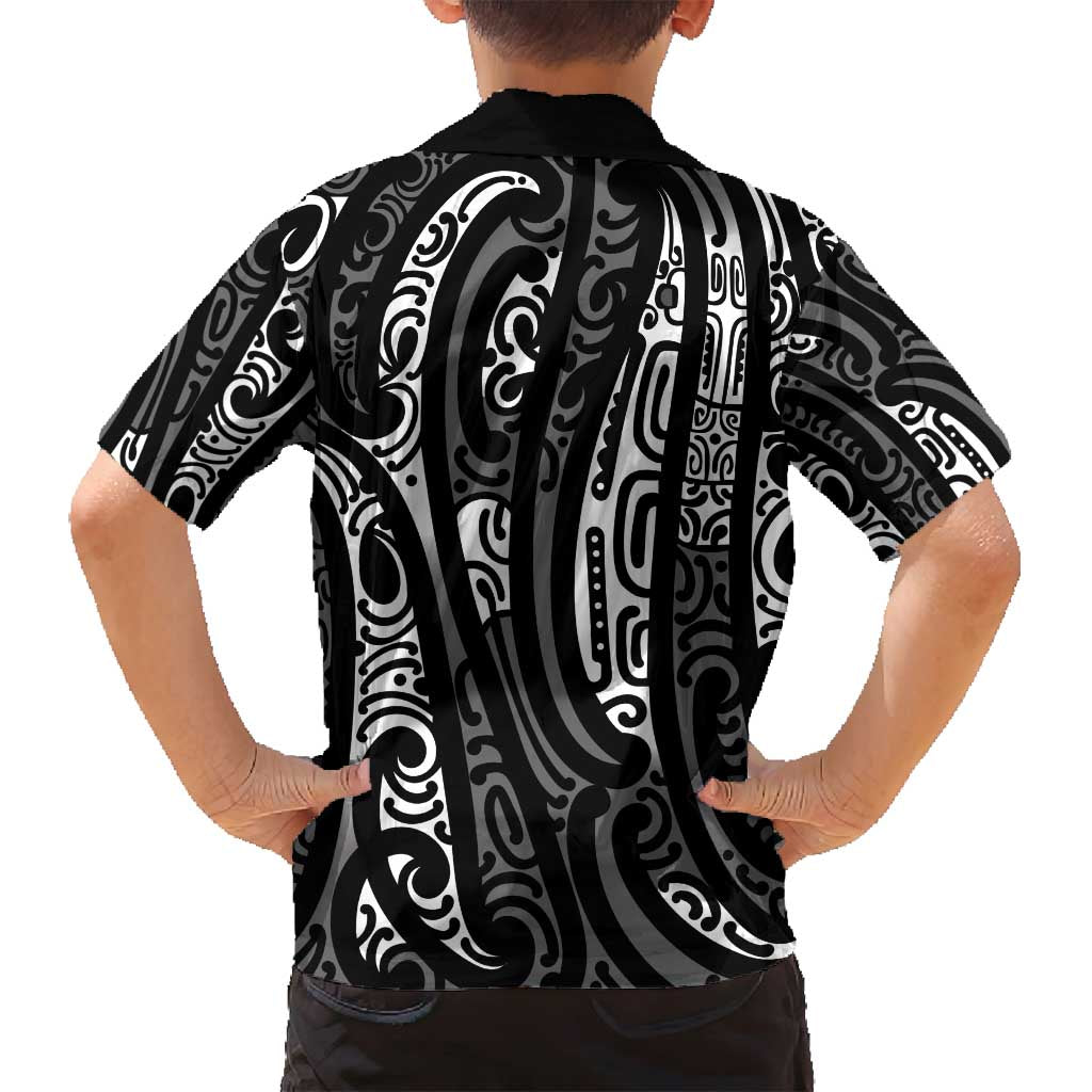 New Zealand Maori Taniko Family Matching Summer Maxi Dress and Hawaiian Shirt Black Kowhaiwhai Puhoro LT9 - Polynesian Pride