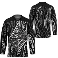 New Zealand Maori Taniko Hockey Jersey Black Kowhaiwhai Puhoro - Polynesian Pride