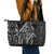 New Zealand Maori Taniko Leather Tote Bag Black Kowhaiwhai Puhoro
