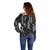 New Zealand Maori Taniko Off Shoulder Sweater Black Kowhaiwhai Puhoro