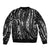 New Zealand Maori Taniko Sleeve Zip Bomber Jacket Black Kowhaiwhai Puhoro